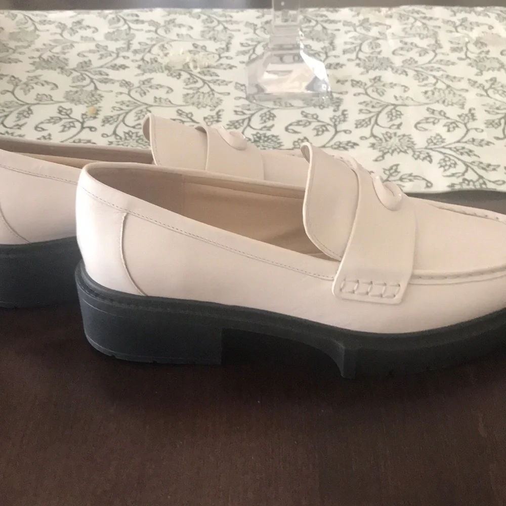 Coach White Leather Penny Loafers with Black Soles - Picture 2 of 9